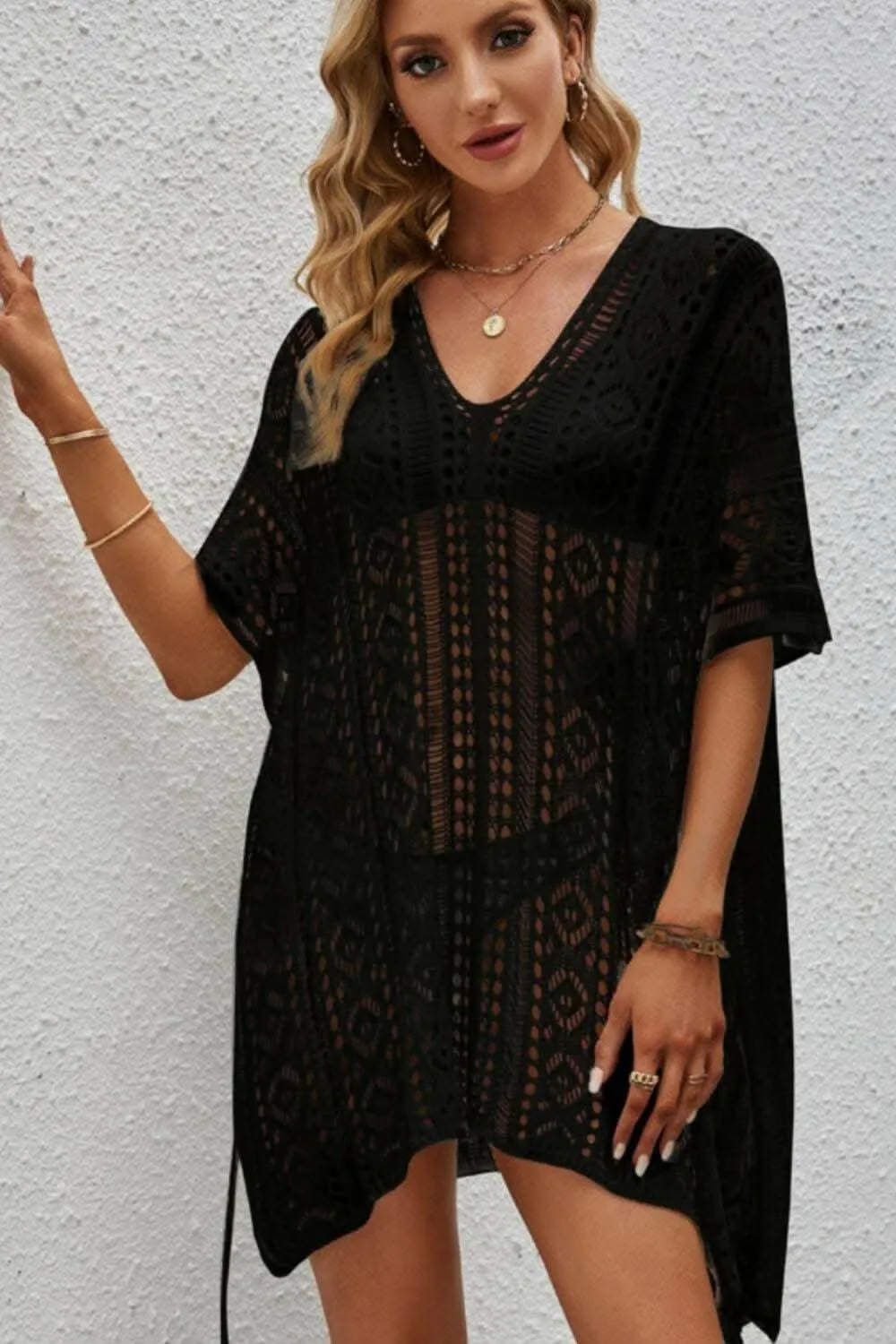 Airy sheer V-neck cardigan