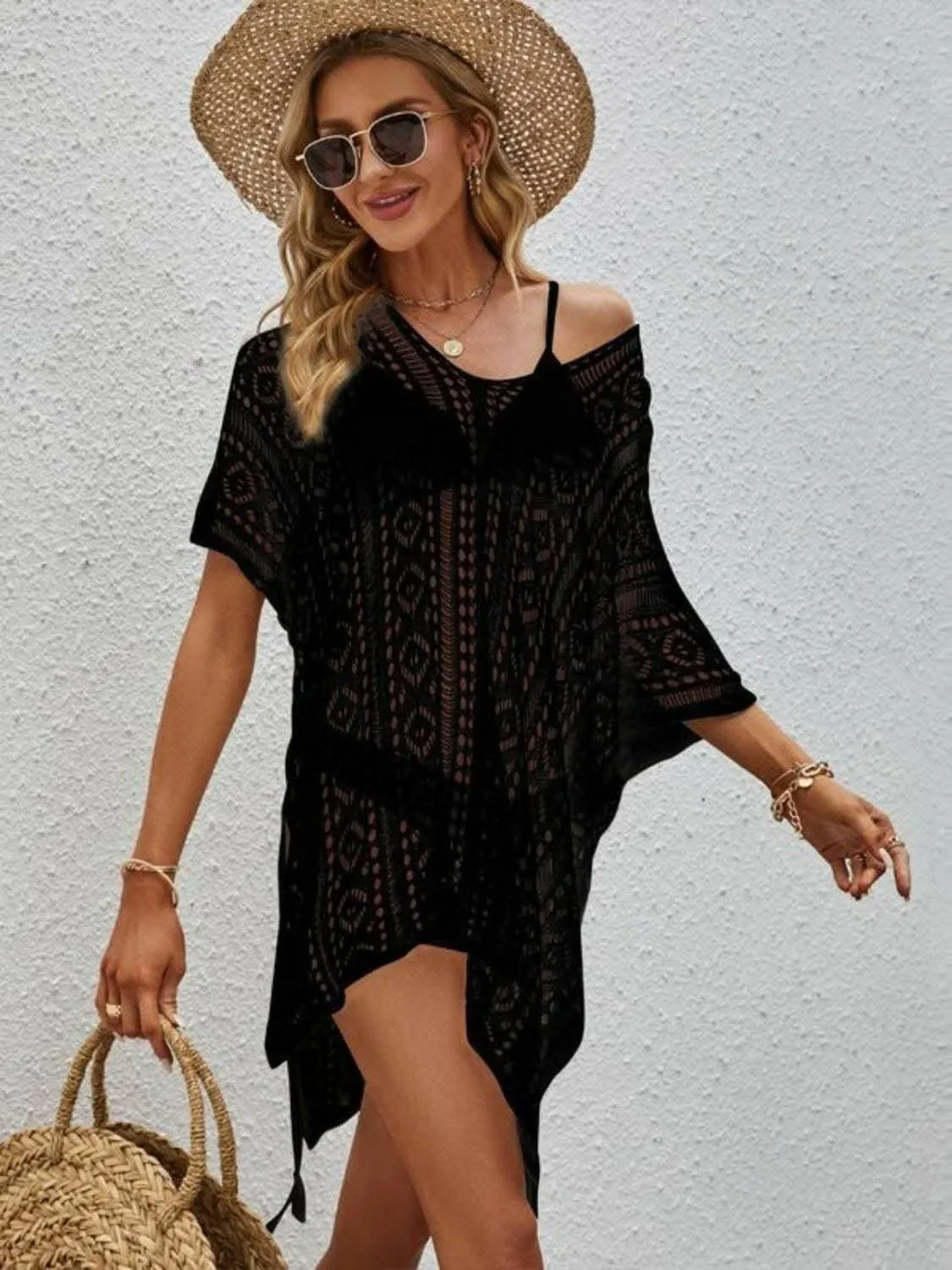 Airy sheer V-neck cardigan