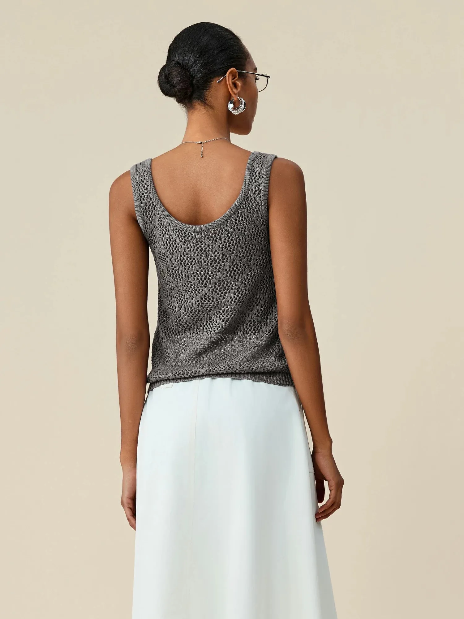 Amoretu Lyocell & Wool U-Neck Simple Vest