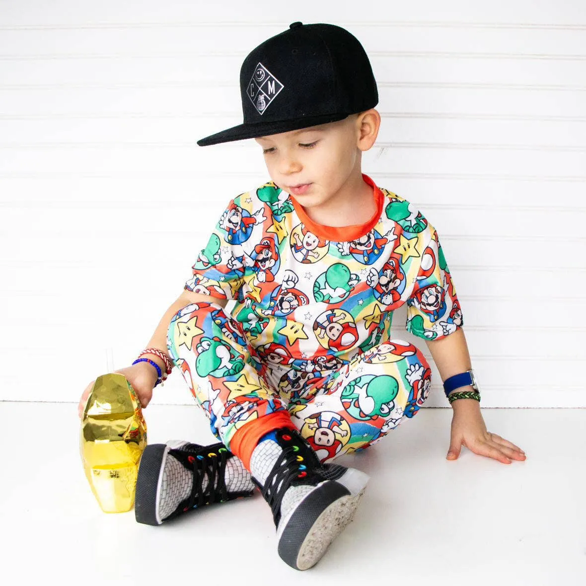 Boys 2-Piece Short Sleeve Pajamas - Mushroom Cart