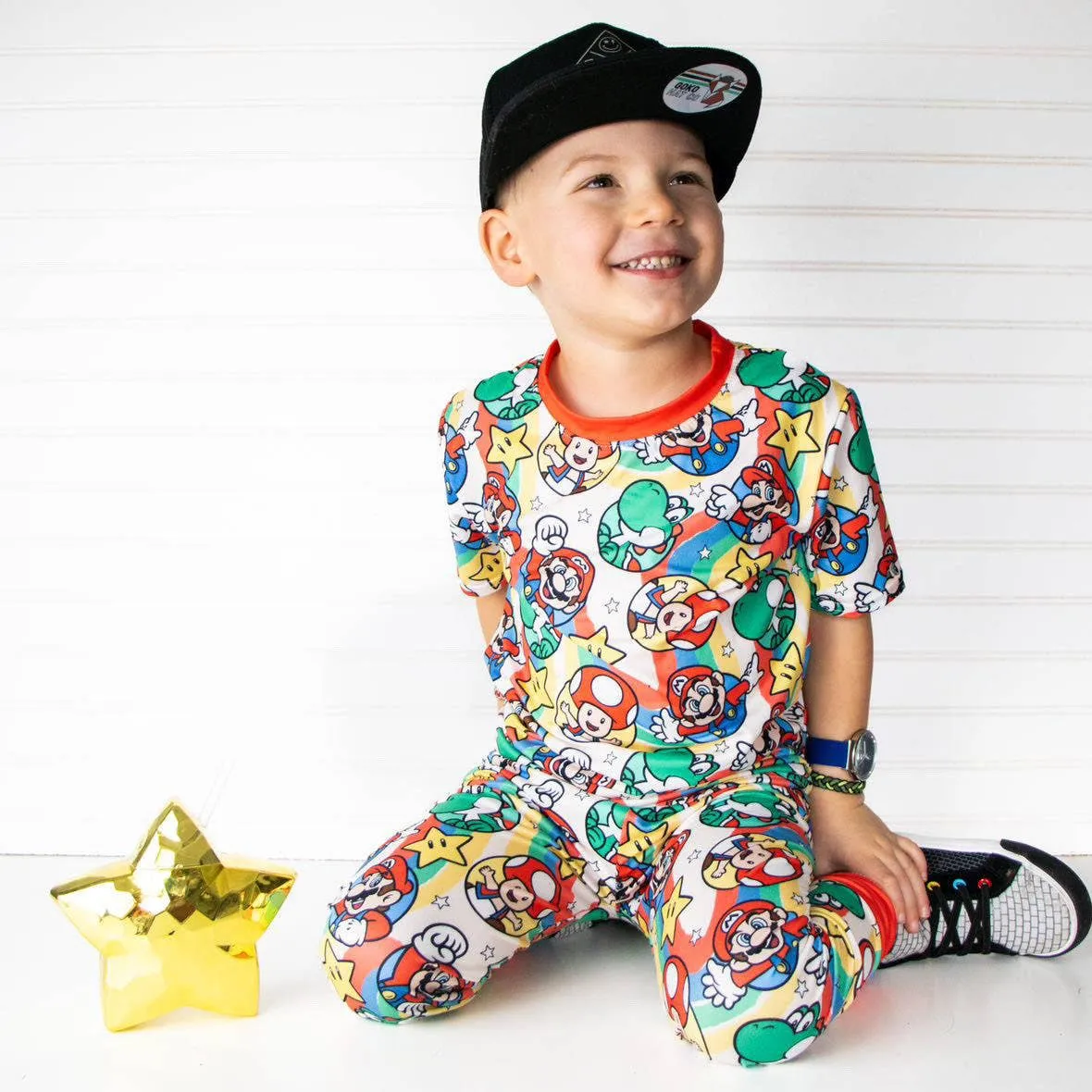 Boys 2-Piece Short Sleeve Pajamas - Mushroom Cart