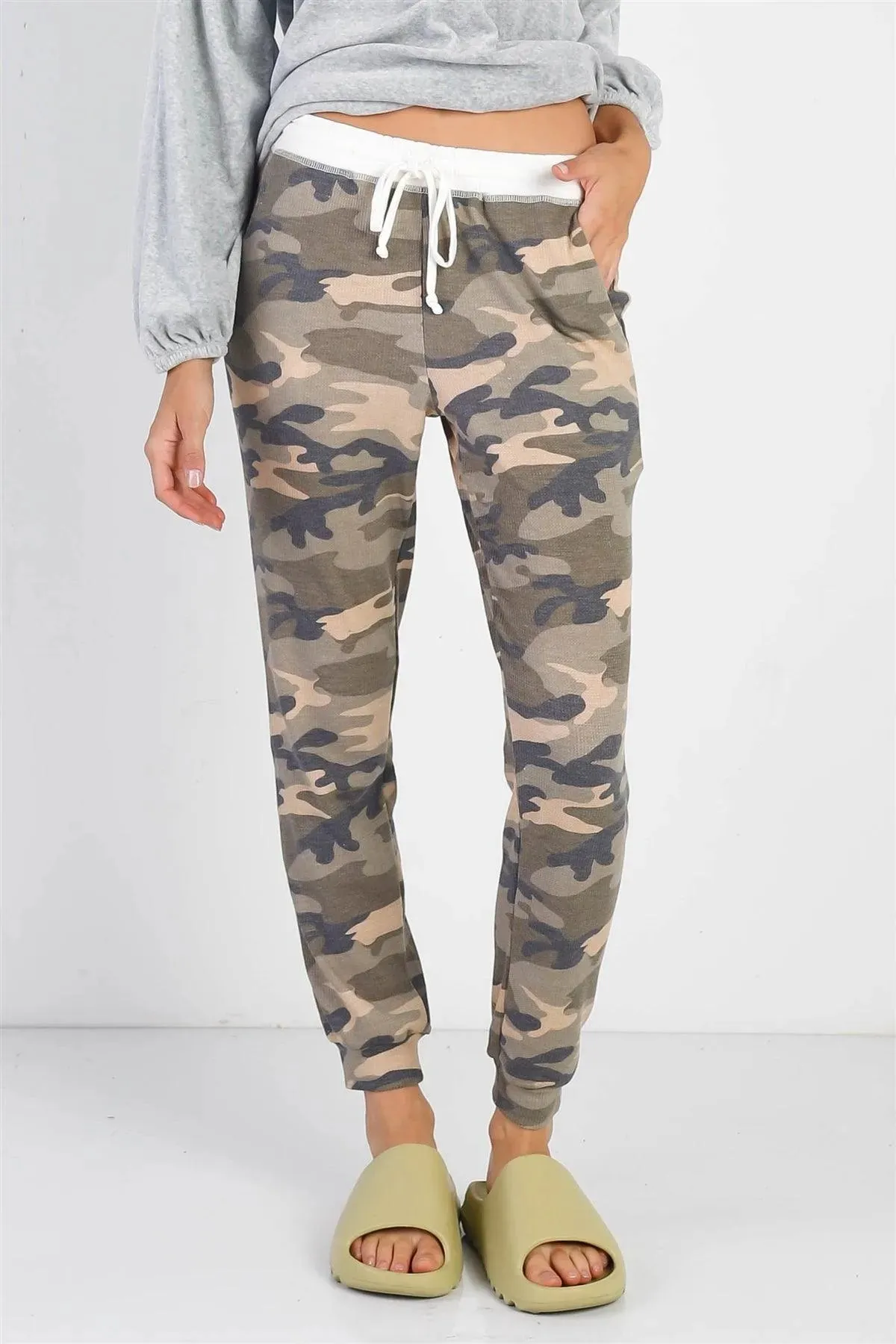 Camo Green Waffle Knit Jogger Pants /1-1-1