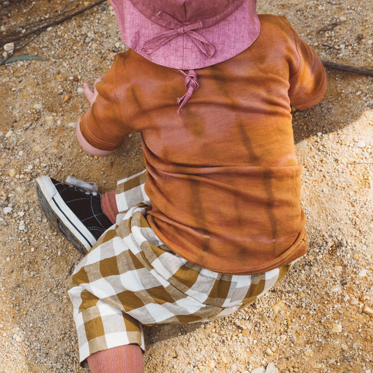 Child's Plant Dyed T-Shirt in Organic Cotton/Merino/Silk - Ochre Rose (2-12y)