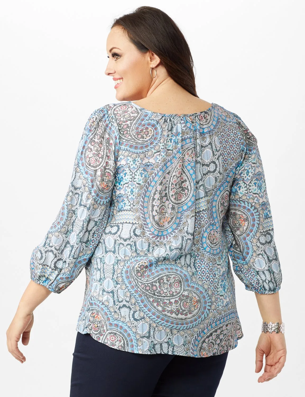 Crochet Trim Square Neck Floral Top
