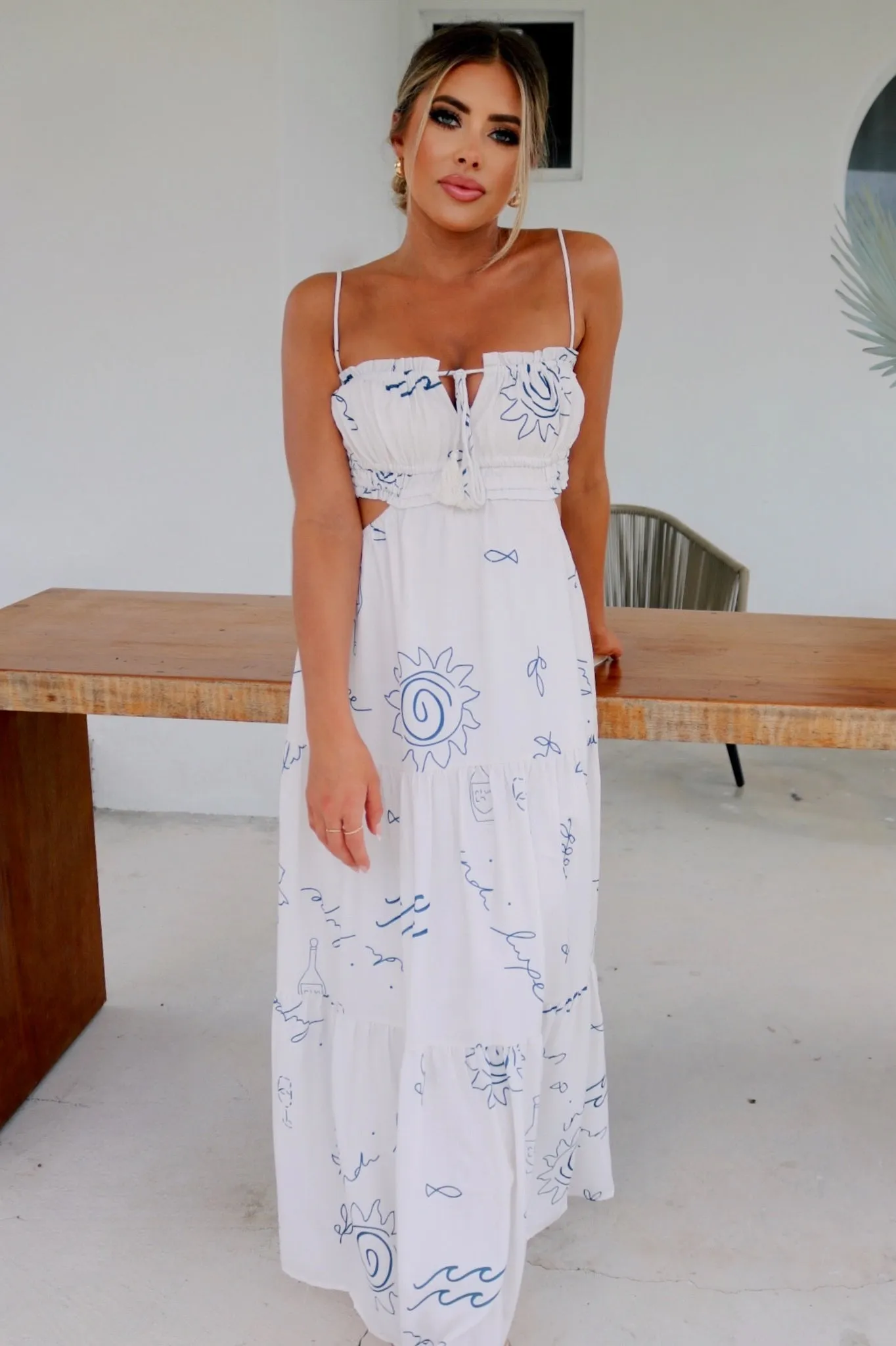 Elara Maxi Dress - White Sea Luxe