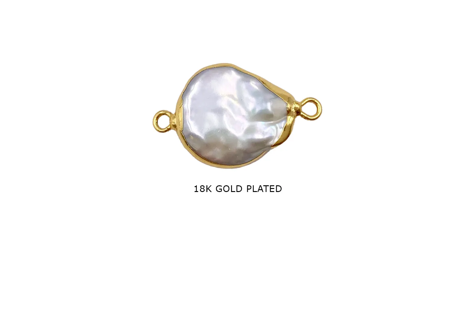 FWP1115 Irregular Round Fresh Water Pearl Connector Bead 15mm