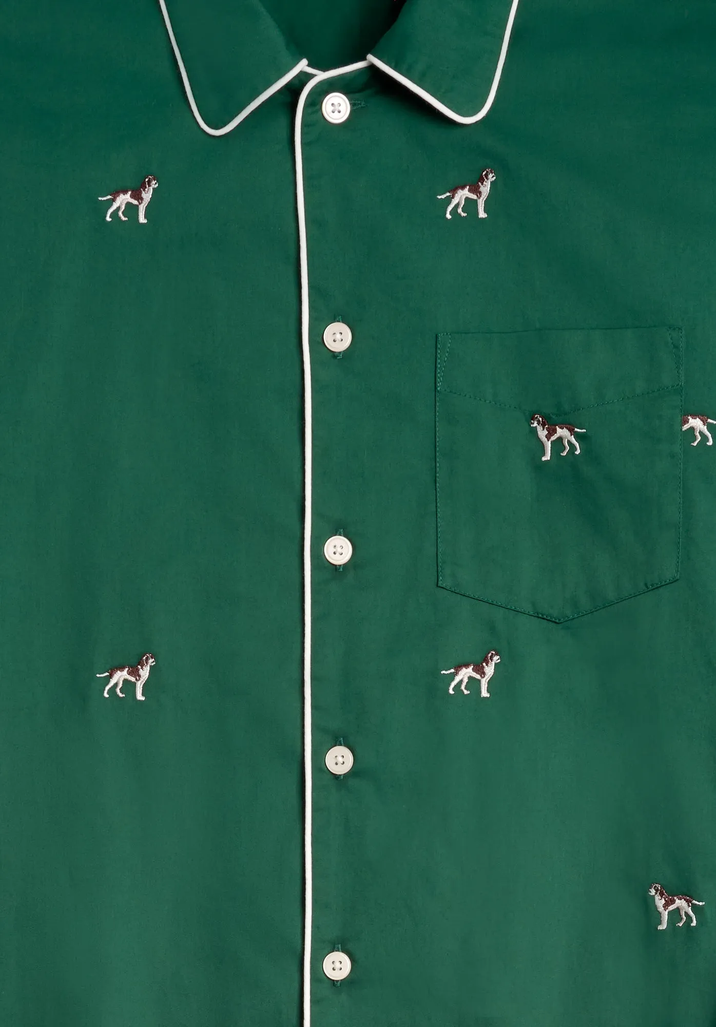 Henry Pajama Set in Embroidered Hounds
