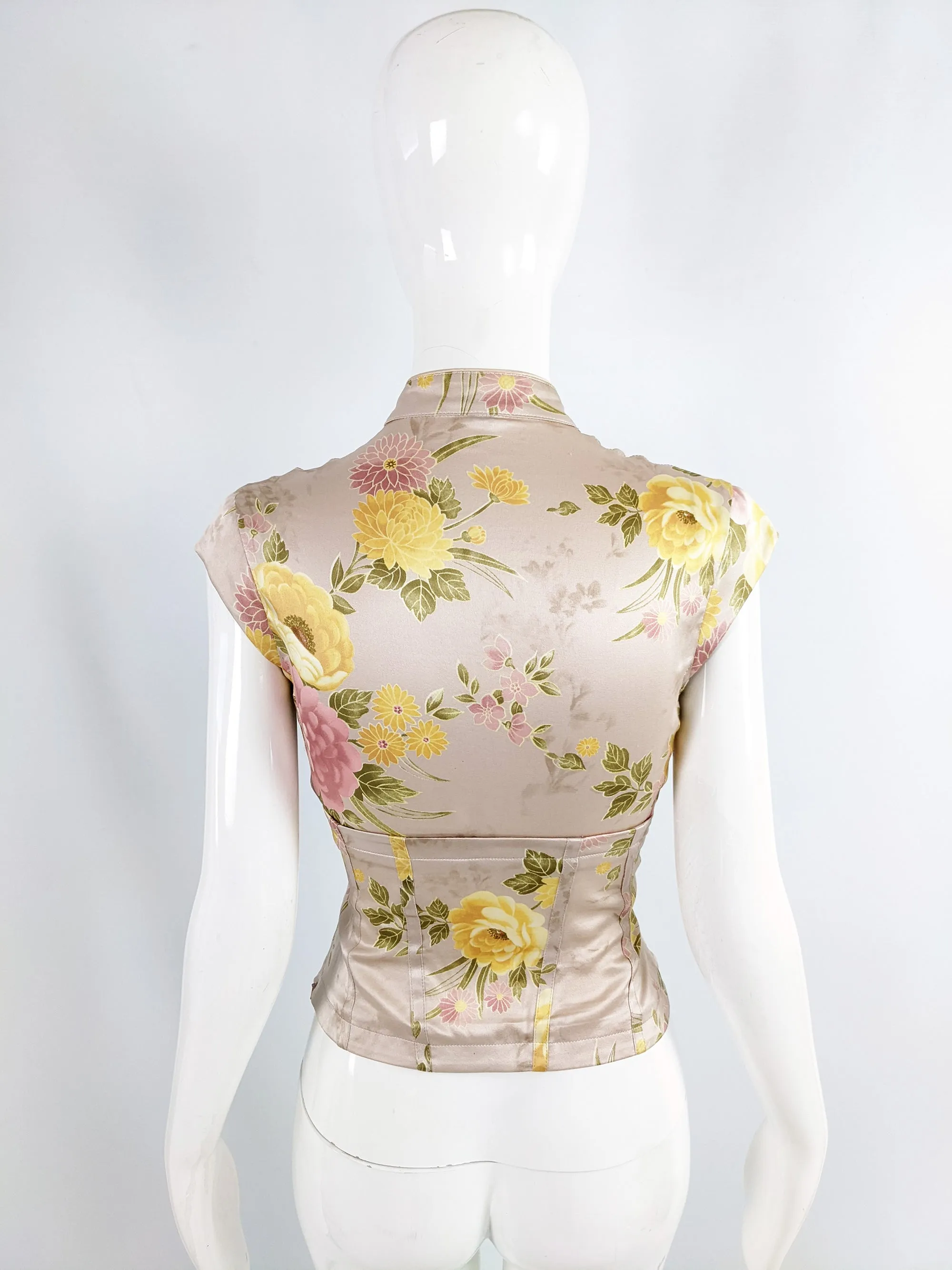 Karen Millen Vintage Y2K Pastel Pink Asian Style Silk Blouse, 2000s