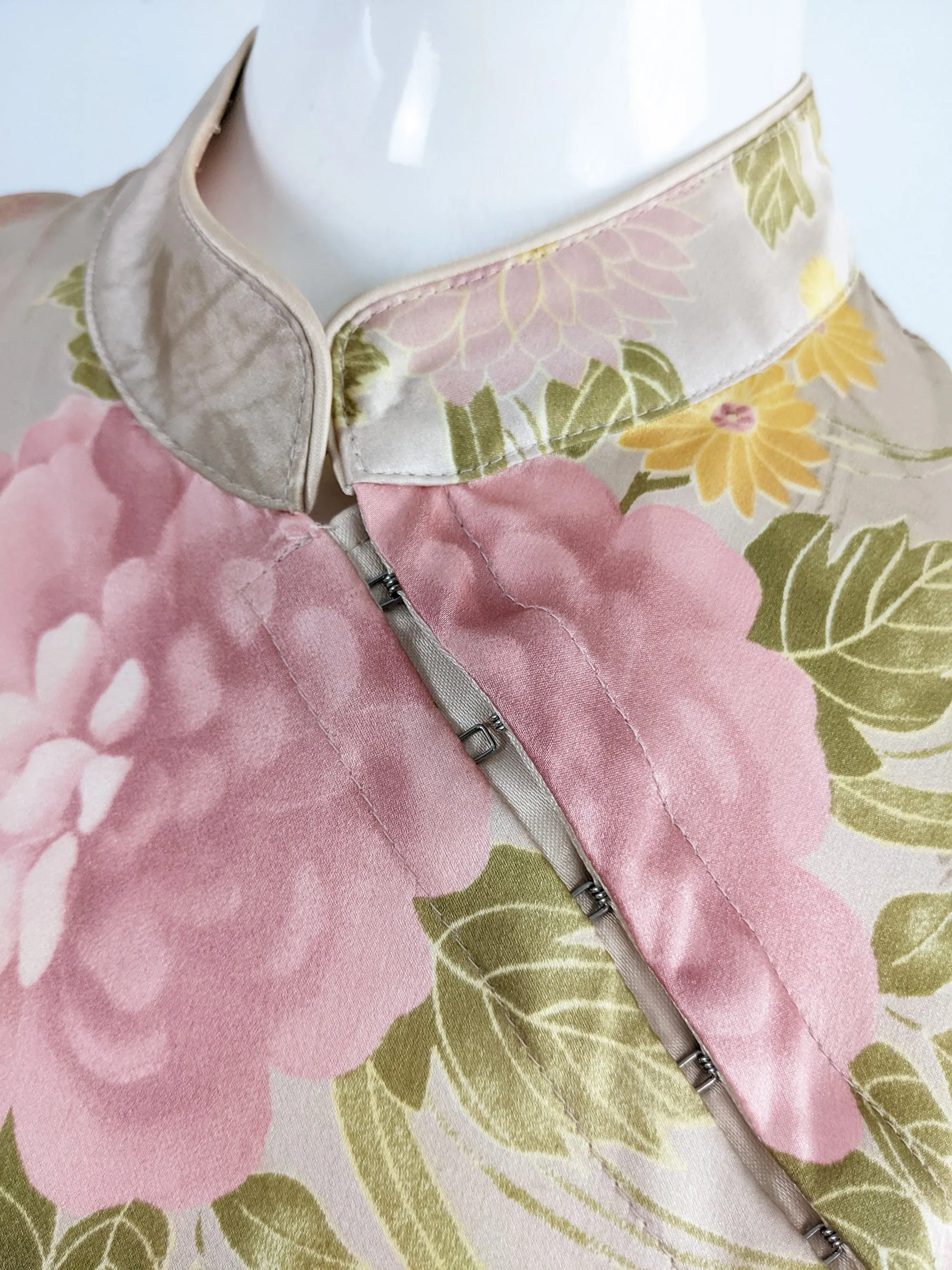 Karen Millen Vintage Y2K Pastel Pink Asian Style Silk Blouse, 2000s