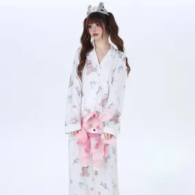 Kawaii Soft Girl Style Bear Print Pajama Set