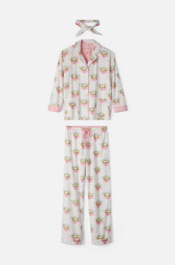 Love 'U' So Matcha Cozy Flannel PJ Set