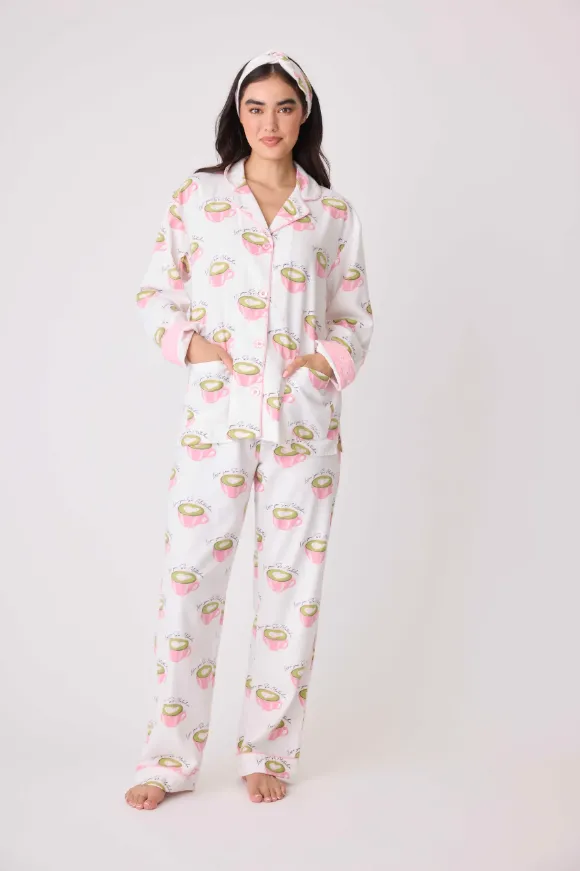 Love 'U' So Matcha Cozy Flannel PJ Set