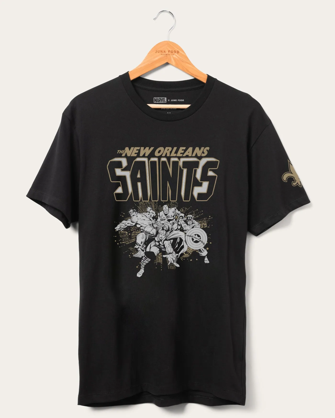 Marvel x Junk Food x NFL Avengers Team Saints Tee