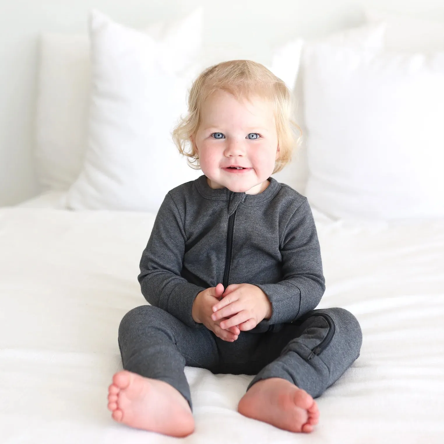Parade Organic Snuggle Soft Melange '2-Way' Zipper Romper