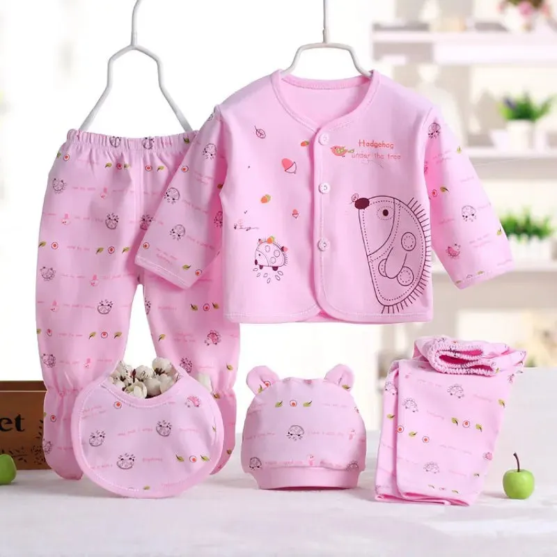 Pure Cotton Spring Newborn 5 Piece Loungewear Set