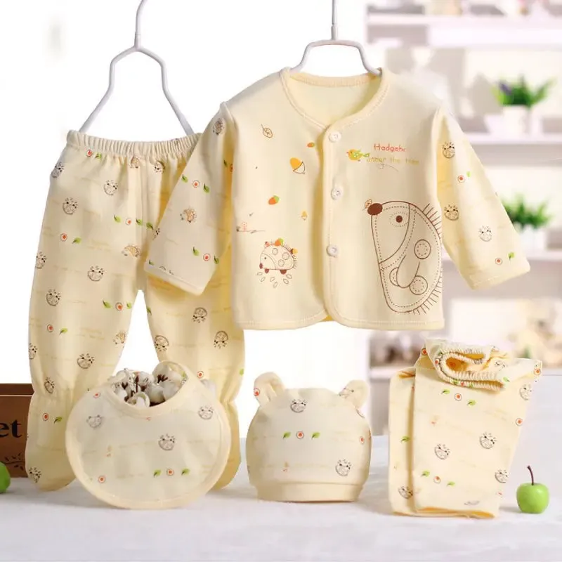Pure Cotton Spring Newborn 5 Piece Loungewear Set