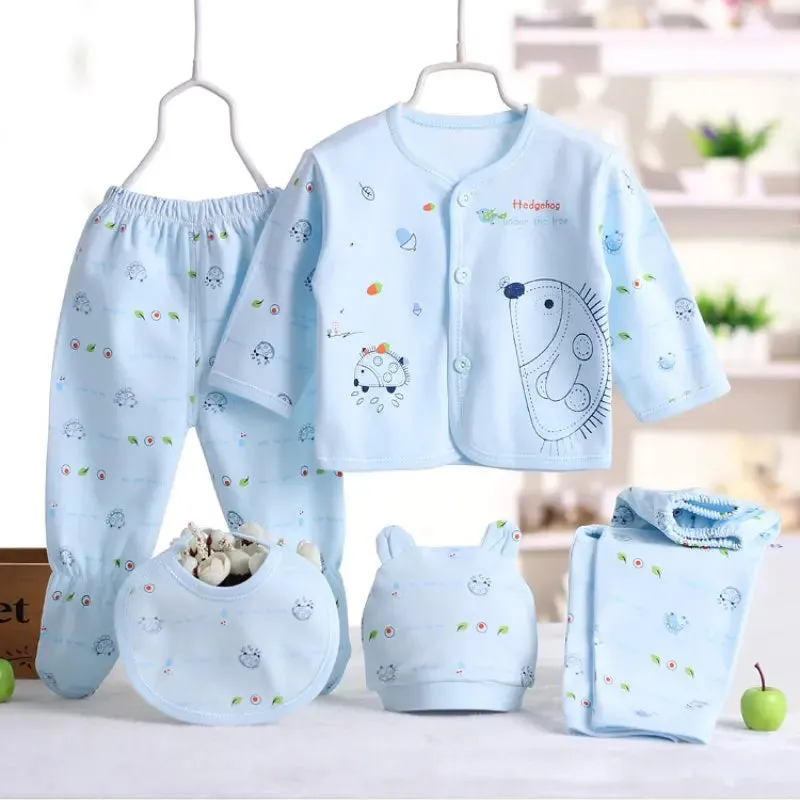 Pure Cotton Spring Newborn 5 Piece Loungewear Set