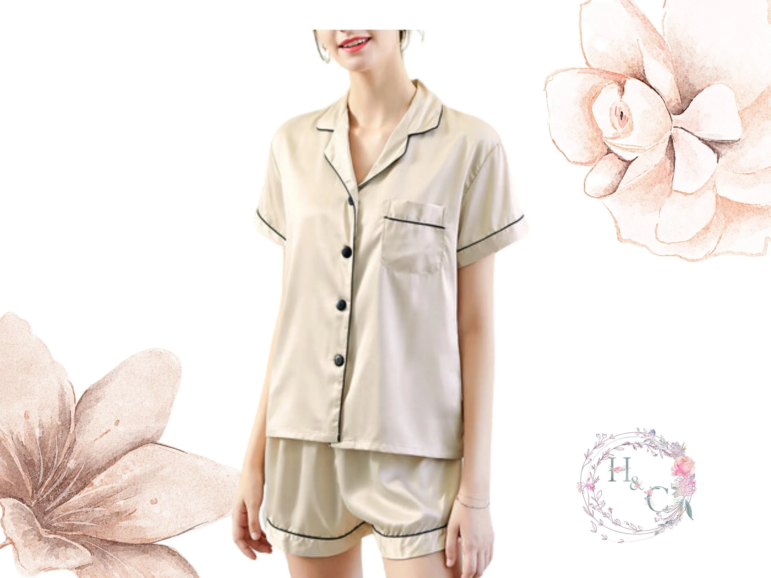 Soft Satin Short Sleeve   Shorts Wedding Pajamas set, Bridesmaid pajamas, Wedding pajamas, Bridesmaid Gift