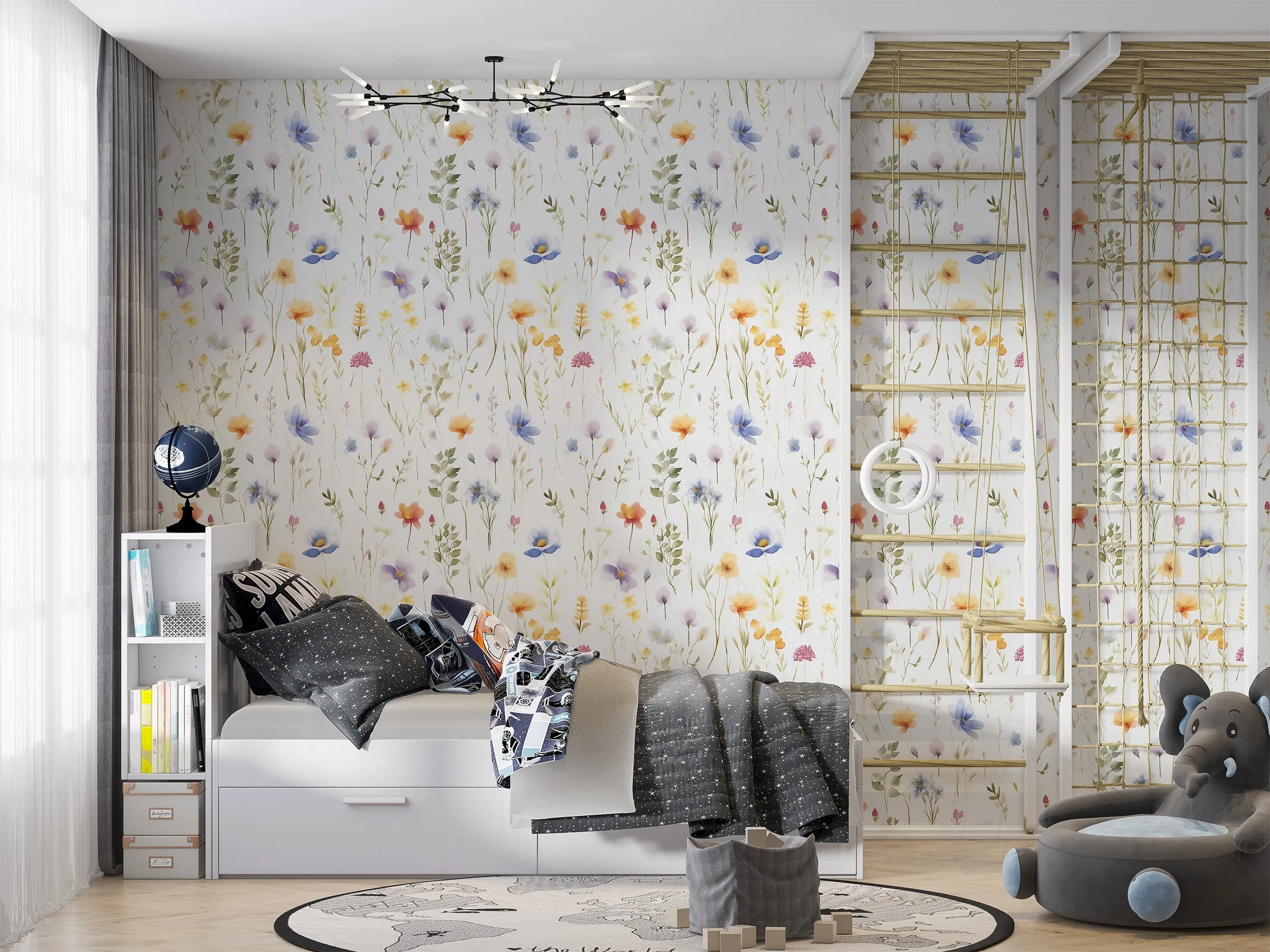 Watercolor Airy Wild Flower Wallpaper