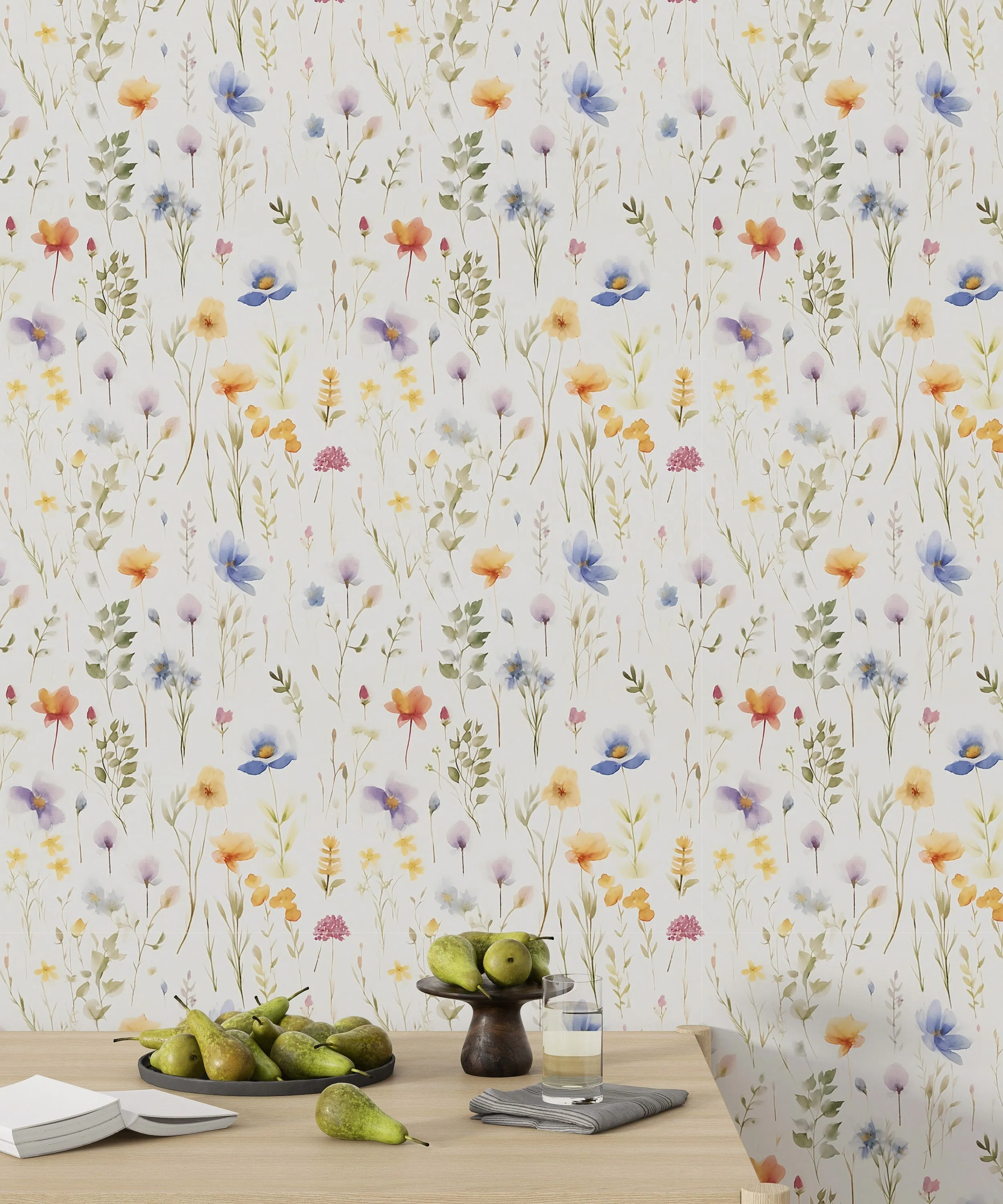 Watercolor Airy Wild Flower Wallpaper
