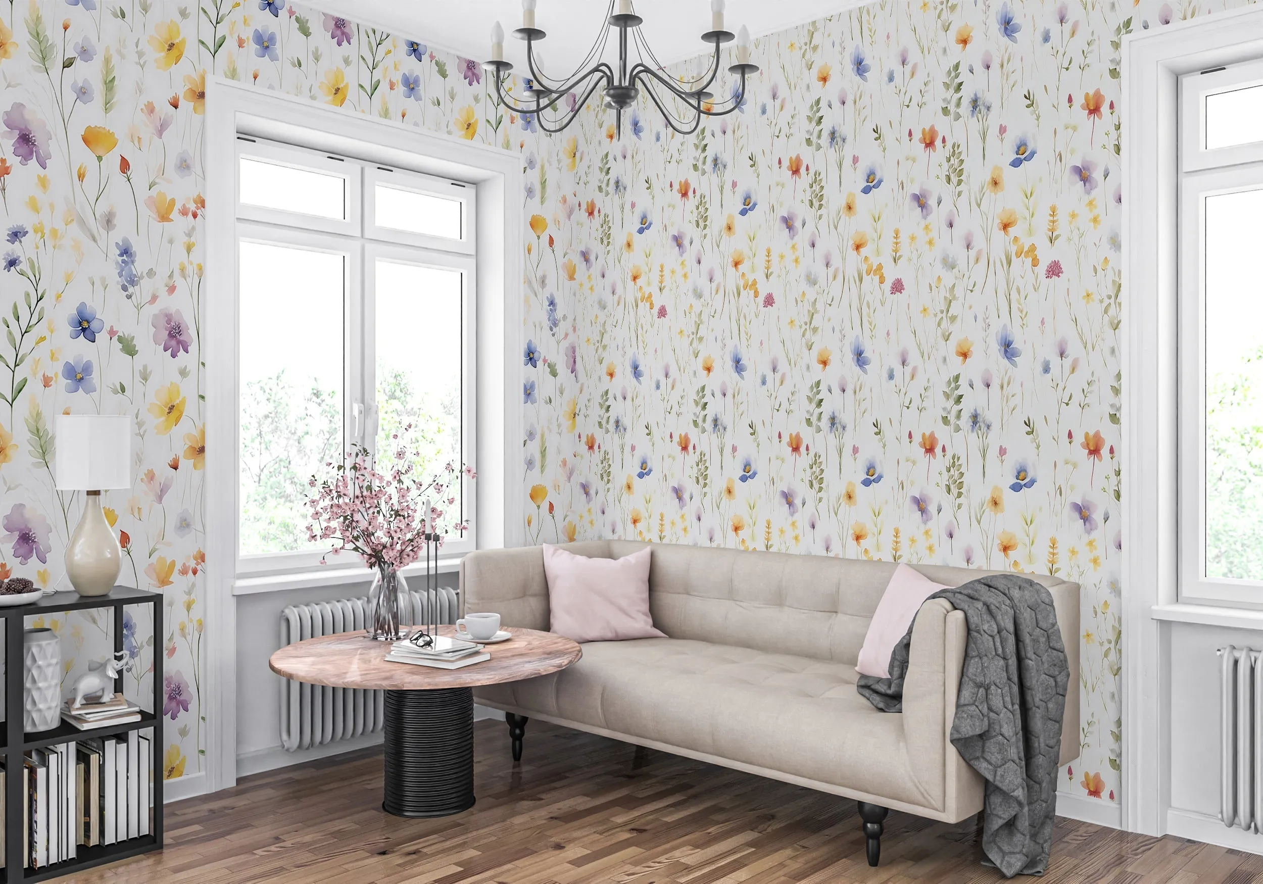 Watercolor Airy Wild Flower Wallpaper