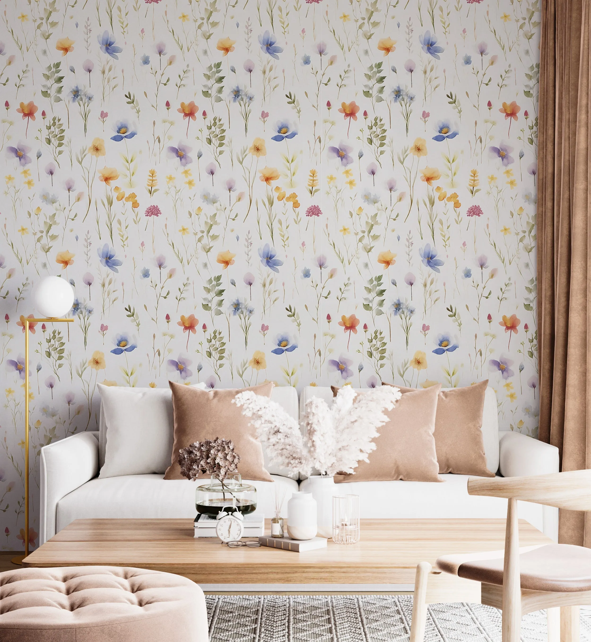 Watercolor Airy Wild Flower Wallpaper