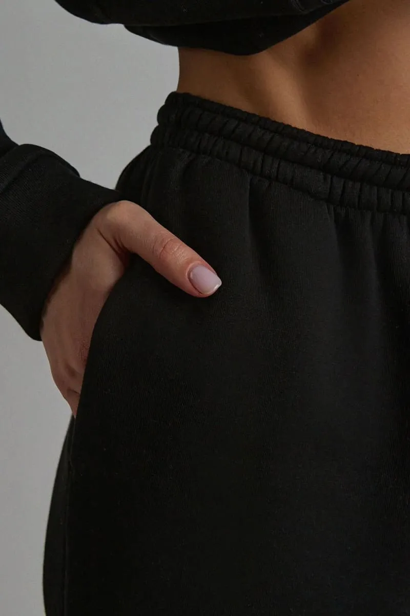 Women's Black Hooded Loungewear Set