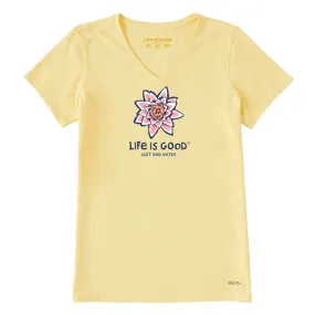 Women's Pink Water Lily Short Sleeve Vee