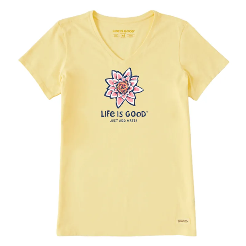 Women's Pink Water Lily Short Sleeve Vee